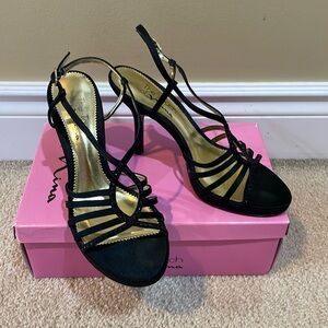 Black formal heeled sandals. Size 8